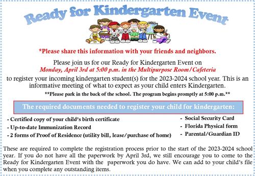 Ready for Kindergarten Event Info